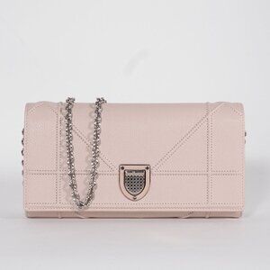 Christian Dior Diorama Wallet on Chain in Blush Grained Calfskin